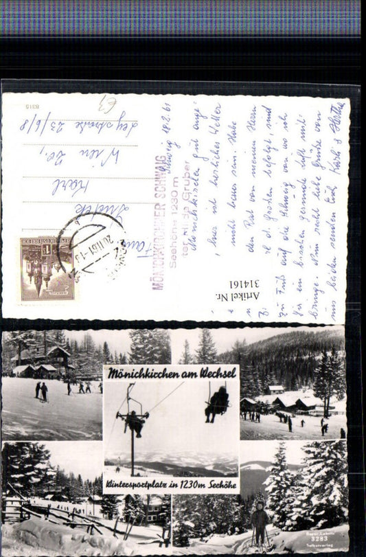 314161, Mönchkirchen am Wechsel, chairlift, skiers, winter pictures, multi-image postcard