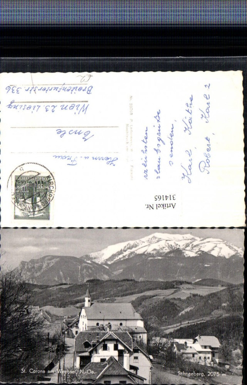 314165,St. Corona am Wechsel Teilansicht m. Schneeberg Bergkulisse
