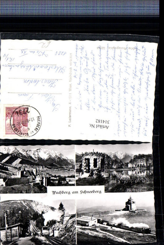 314182,Puchberg am Schneeberg Teilansicht Burgruine Zahnradbahn Mehrbildkarte