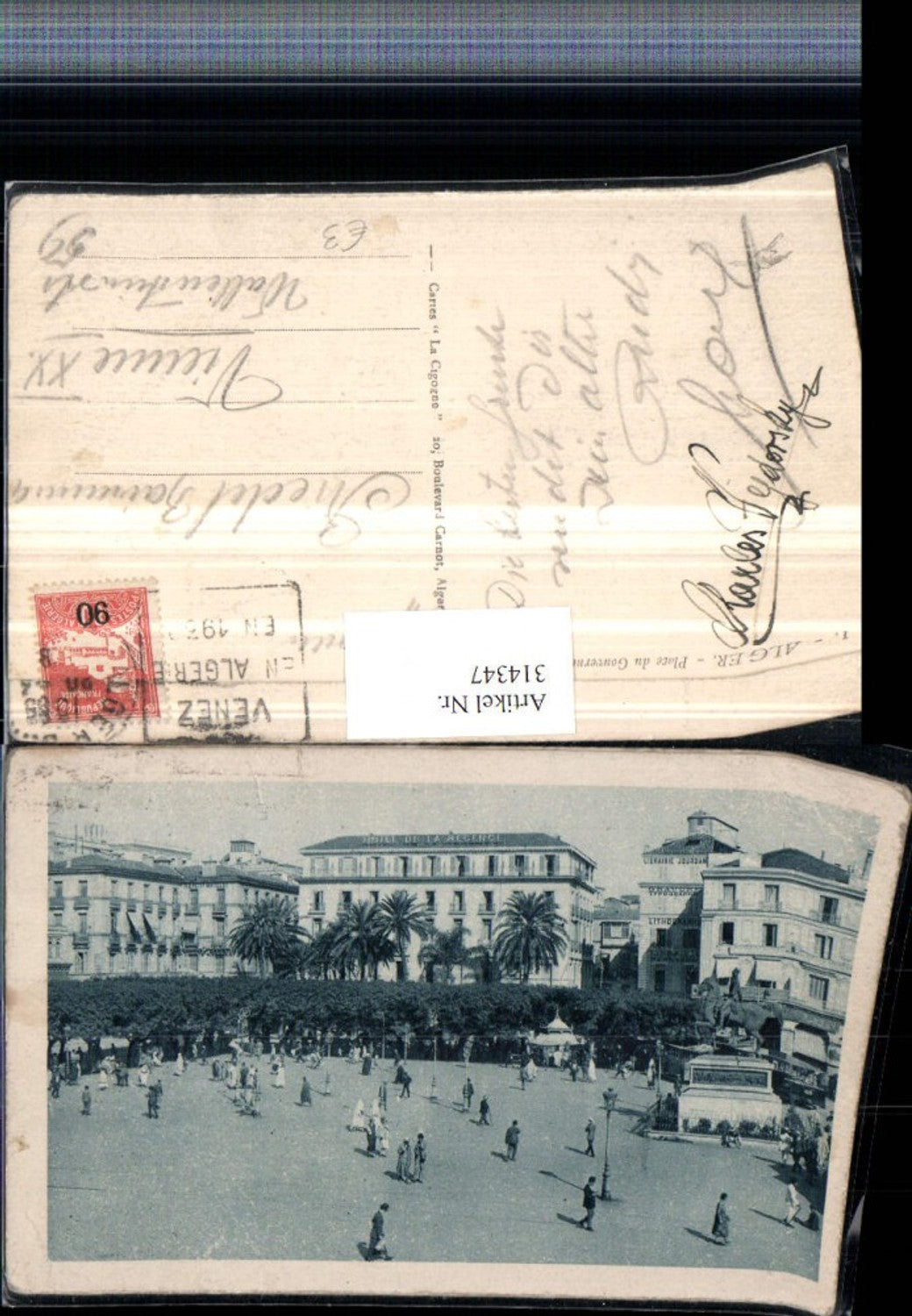 314347,Alger Algier Place du Gouvernement Hotel de la Recence Denkmal