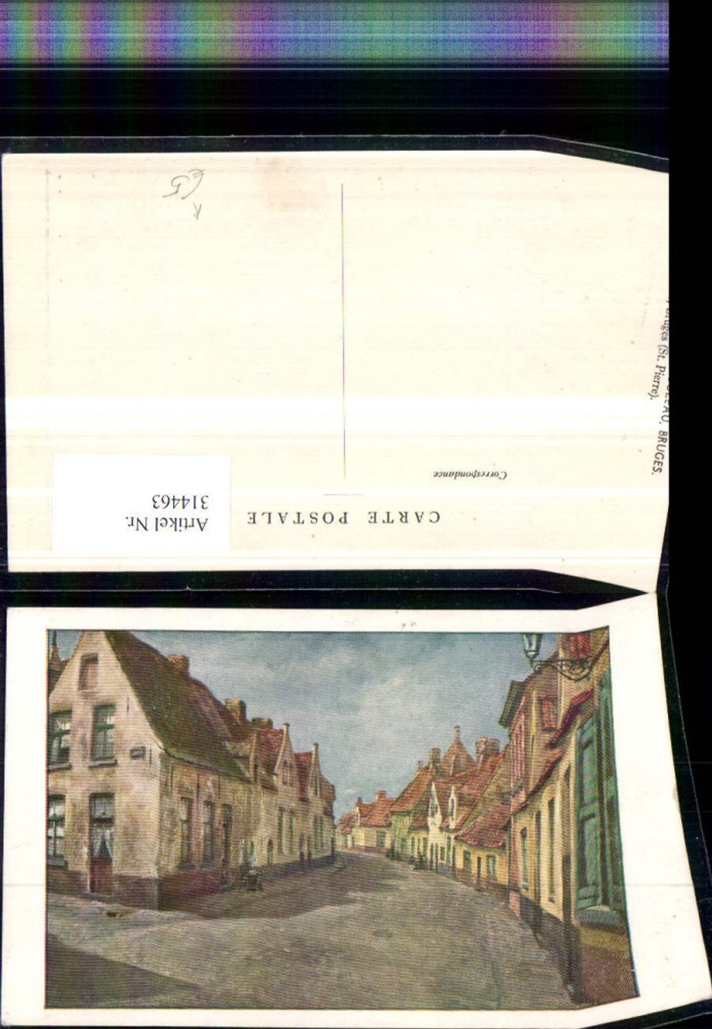 314463,Künstler AK Bruges Brügge Rue du Rouleau Straßenansicht
