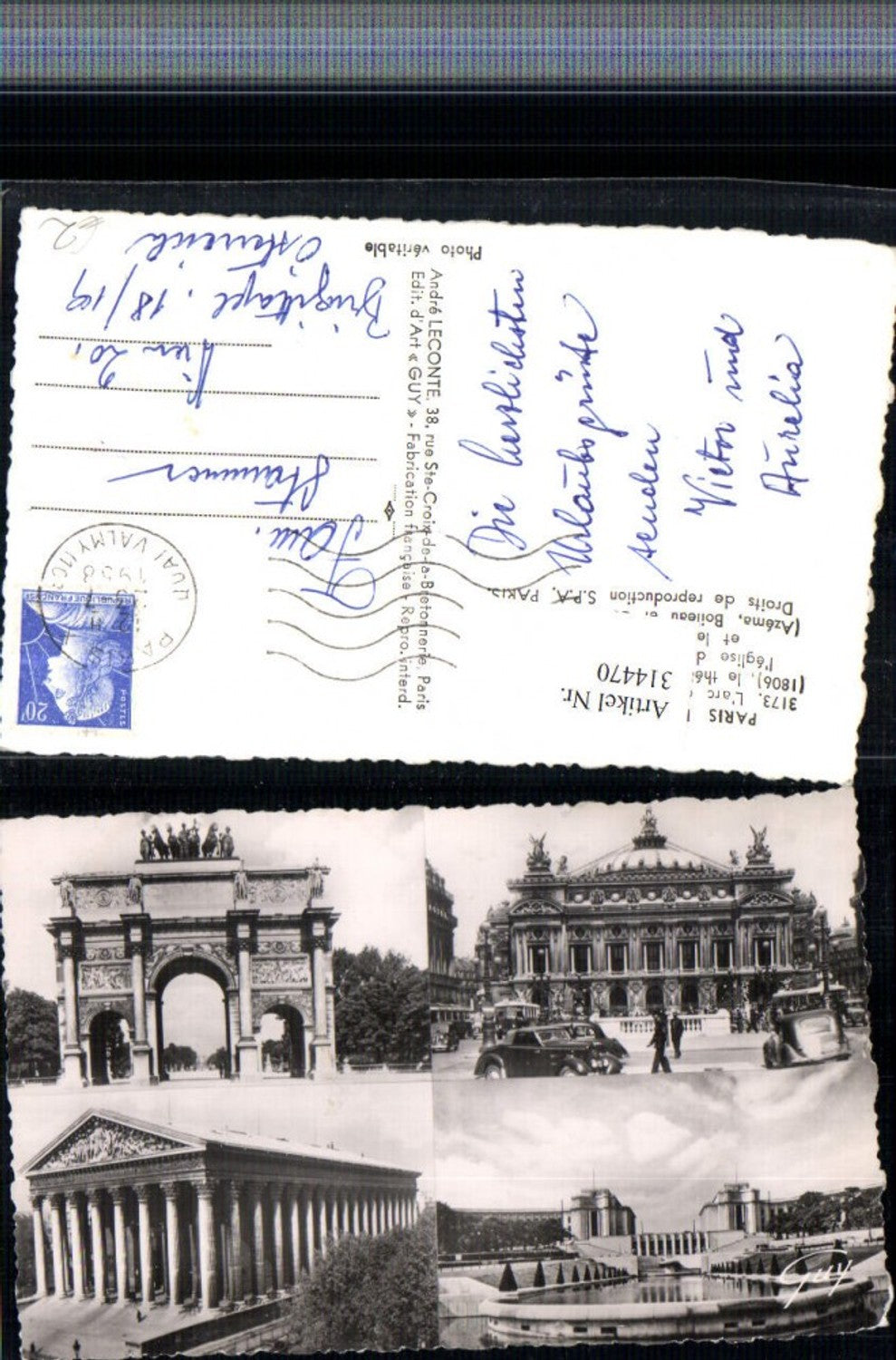 314470,Paris et ses Merveilles Arc de Triomphe Theatre Opera Eglise Mehrbildkarte