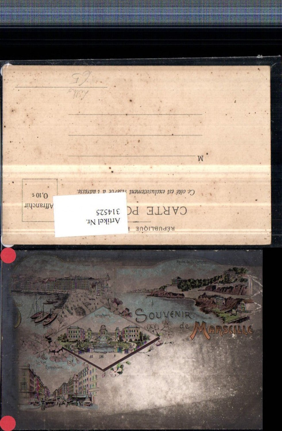314525,Litho Marseille Port Hafen Longchamp Rue Cannebiere Route Corniche Mehrbildkarte