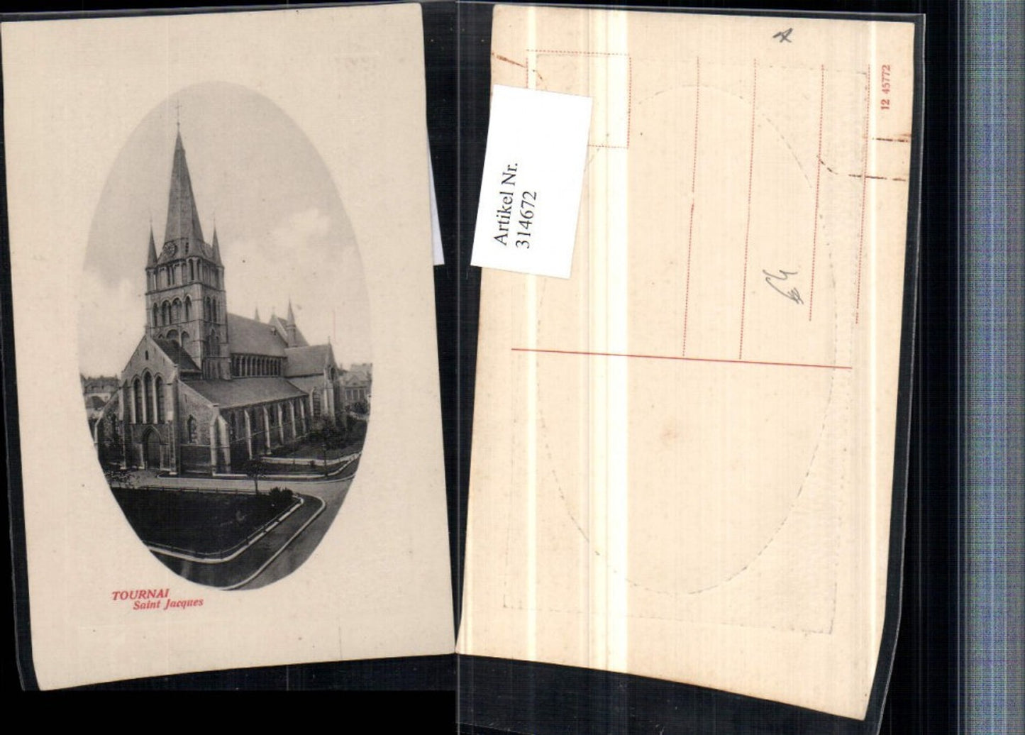 314672,Tournai Saint Jacques Kirche Präge Passepartout