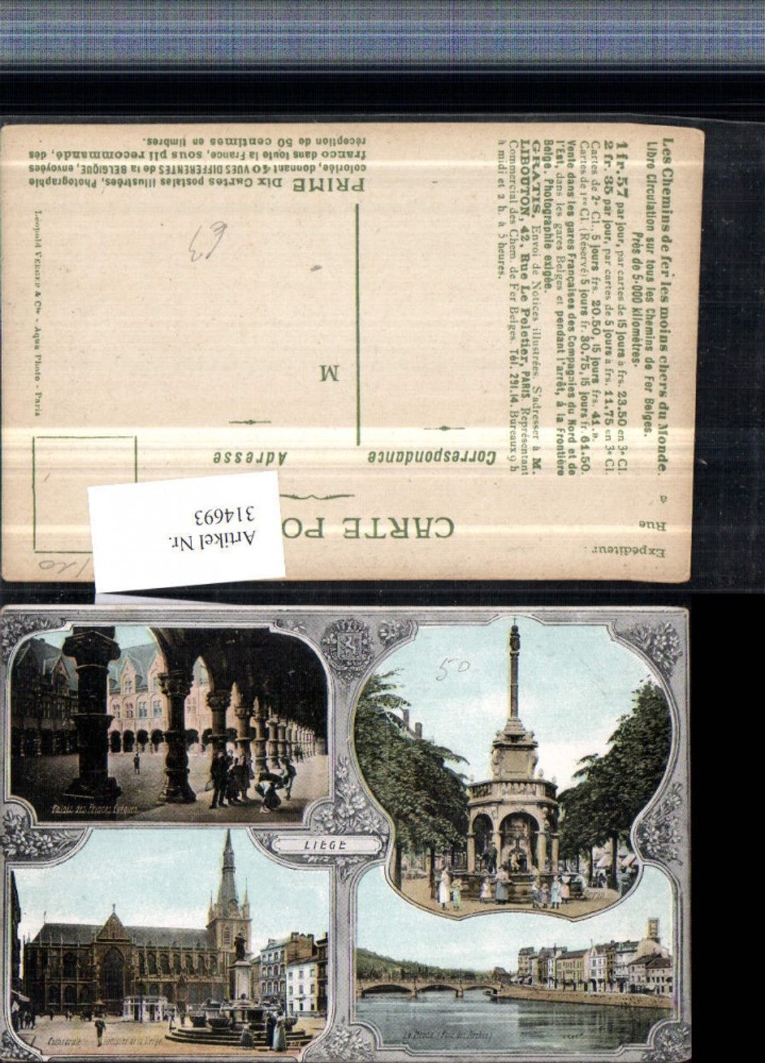 314693,Liege Palais Cathedrale Kirche Brunnen Brücke Mehrbildkarte