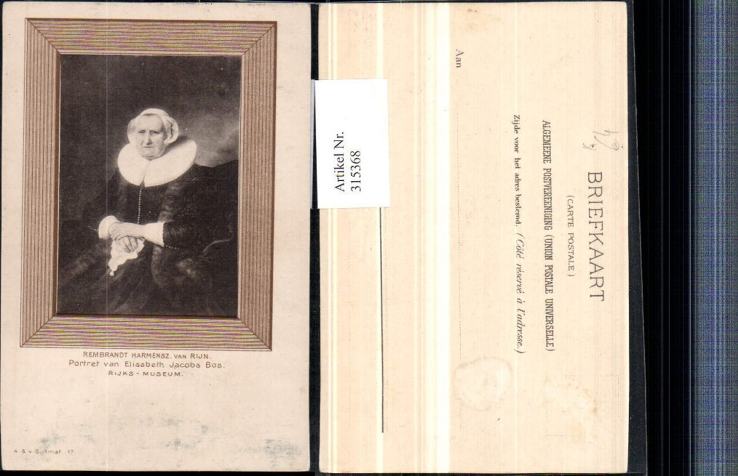 315368,Künstler AK Rembrandt Harmensz van Rijn Portrait van Elisabeth Jacobs Bos Passepartout