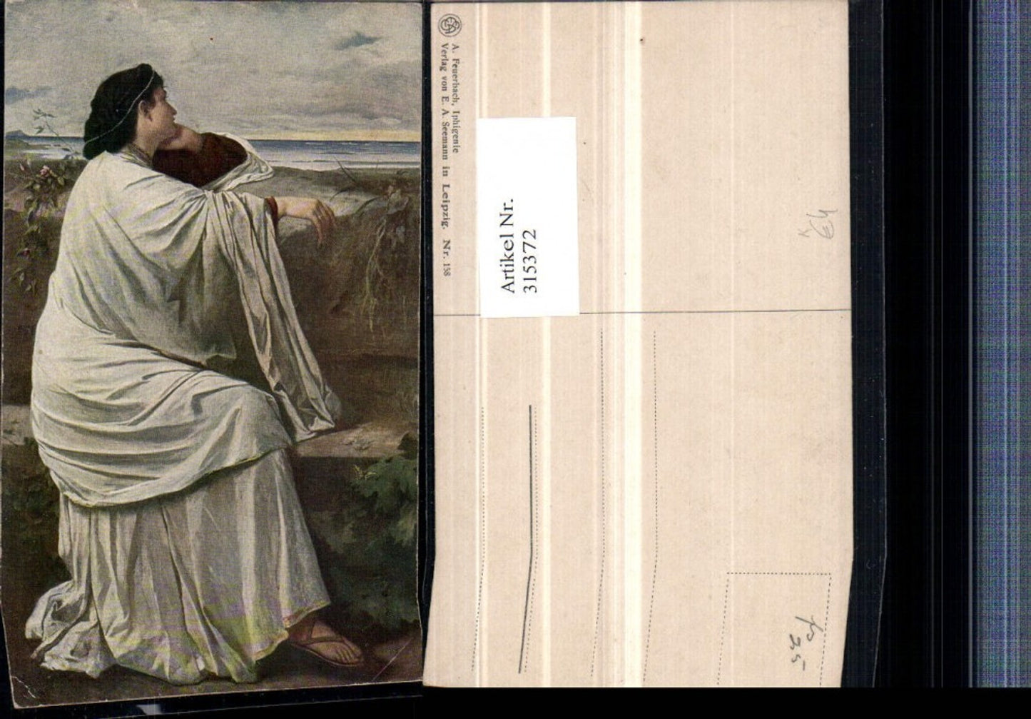 315372,Künstler AK A. Feuerbach Iphigenie Frau Toga Sandale Sehnsucht