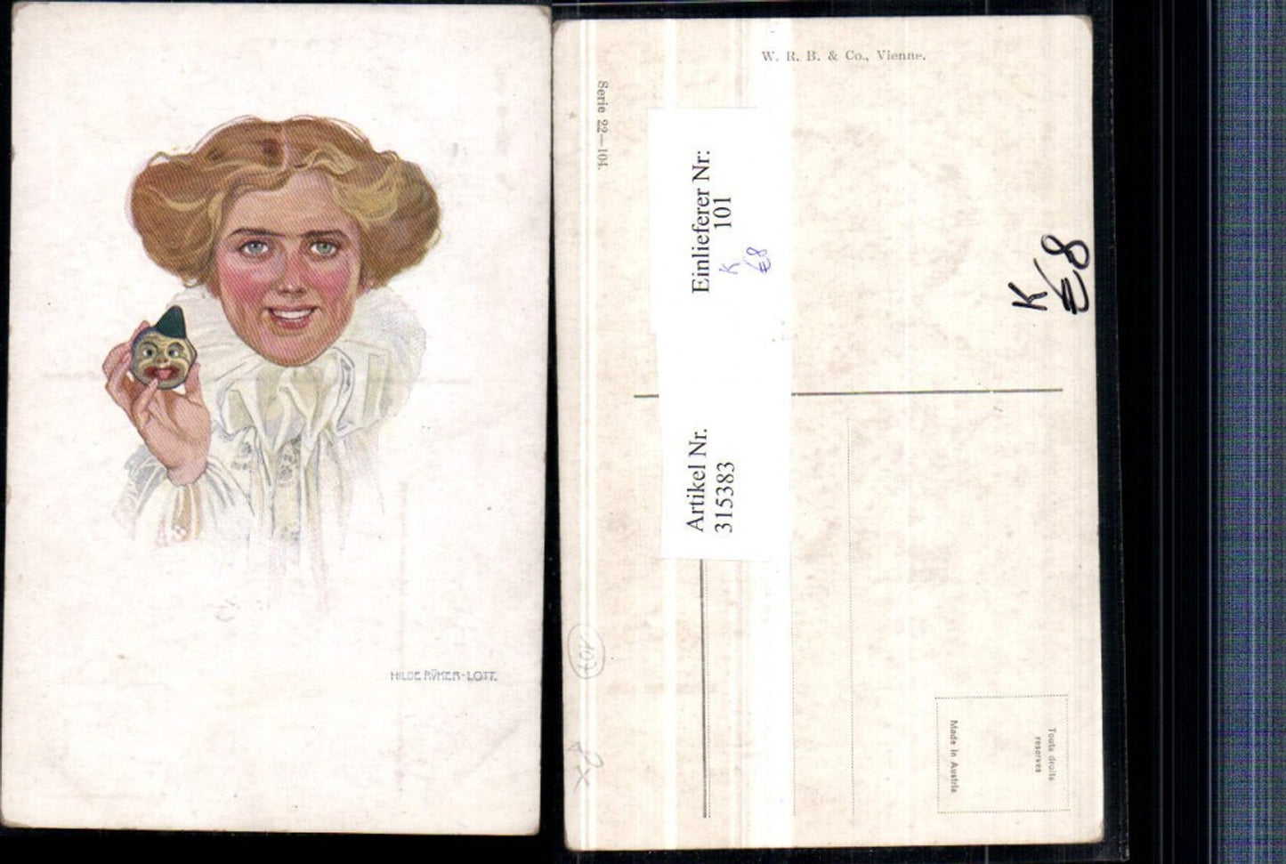 315383, Artist AK Hilde Rüker-Lott Woman Costume Collar Doll's Head