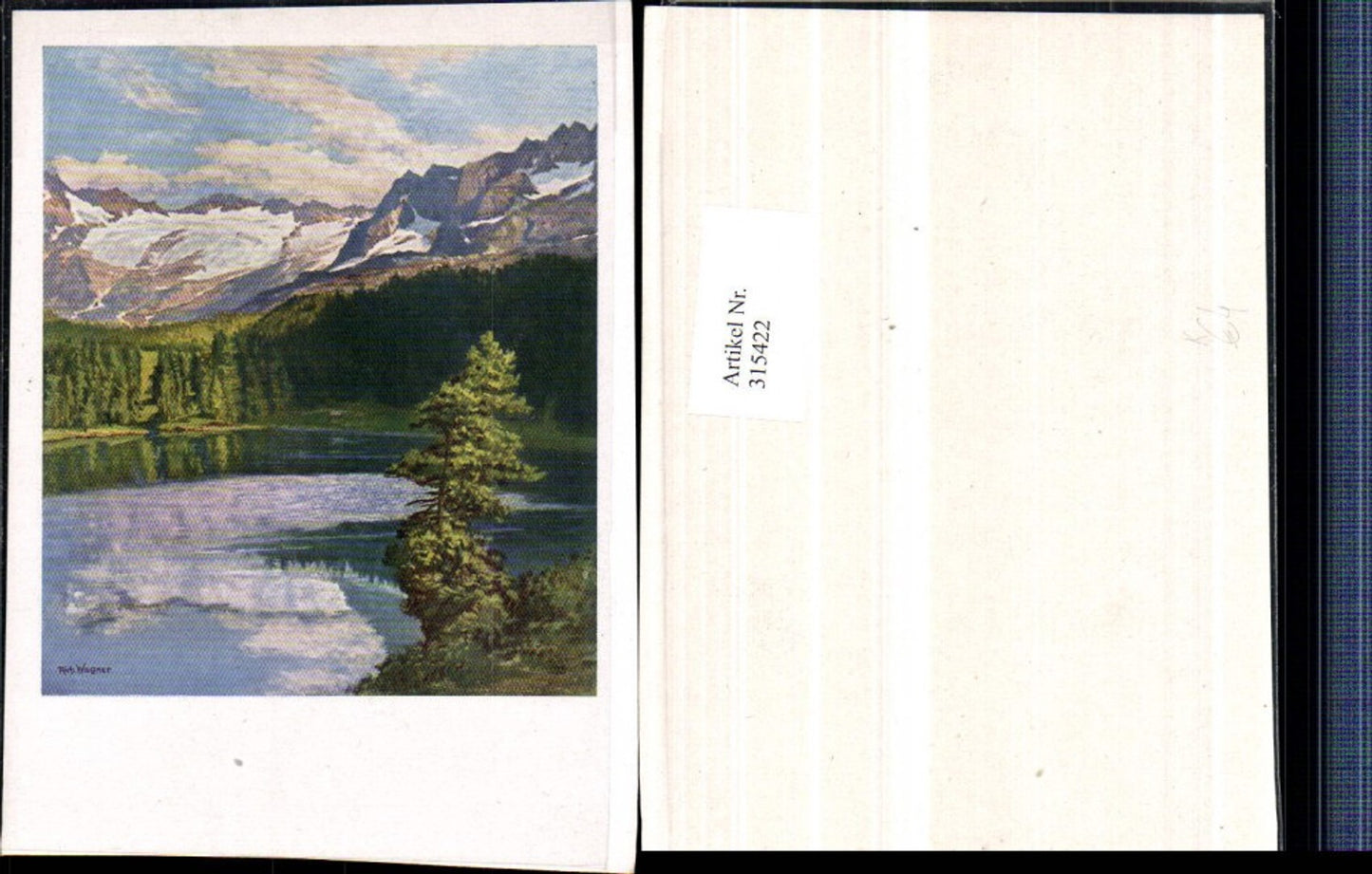 315422,Künstlerkarte Richard Wagner See Bergkulisse Wald