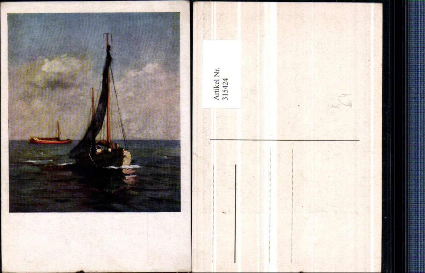 315424,Künstler AK Segelboot Boote