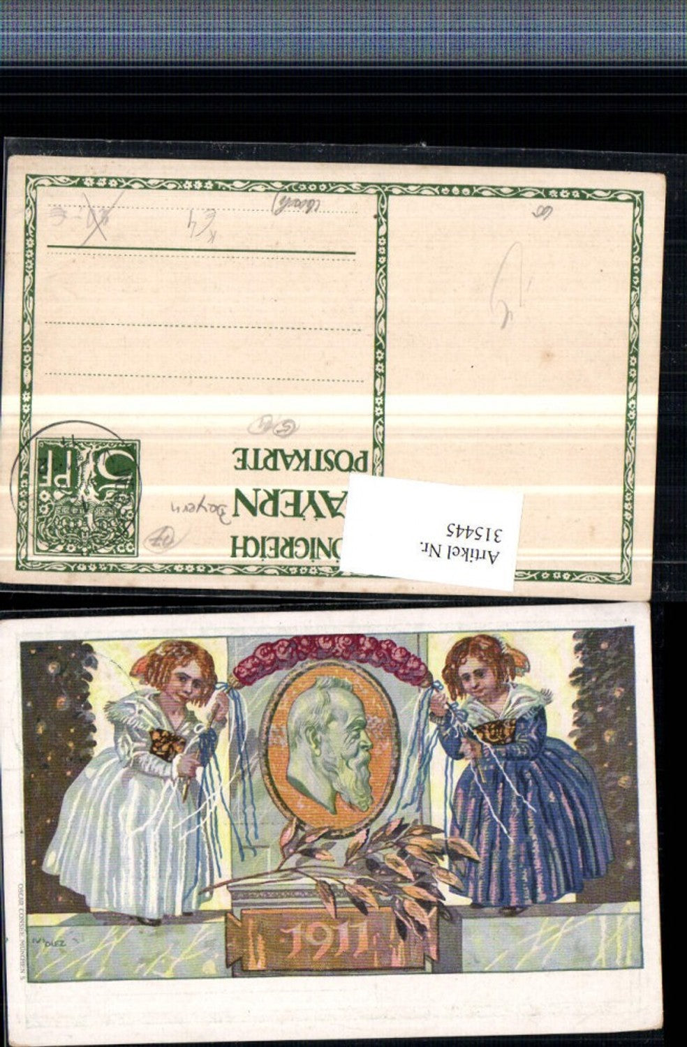 315445,Künstler AK Ivi Diez Königreich Bayern 1911 Büste Mädchen m. Kleider Festschmuck Blumen