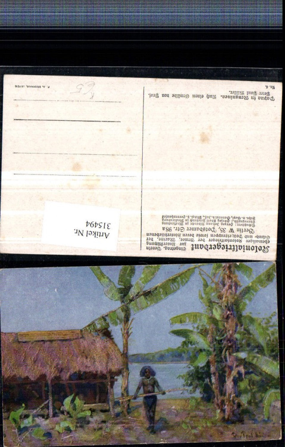 315494,Künstler AK Peter Paul Müller Papua-Neuguinea Volkstyp Hütte
