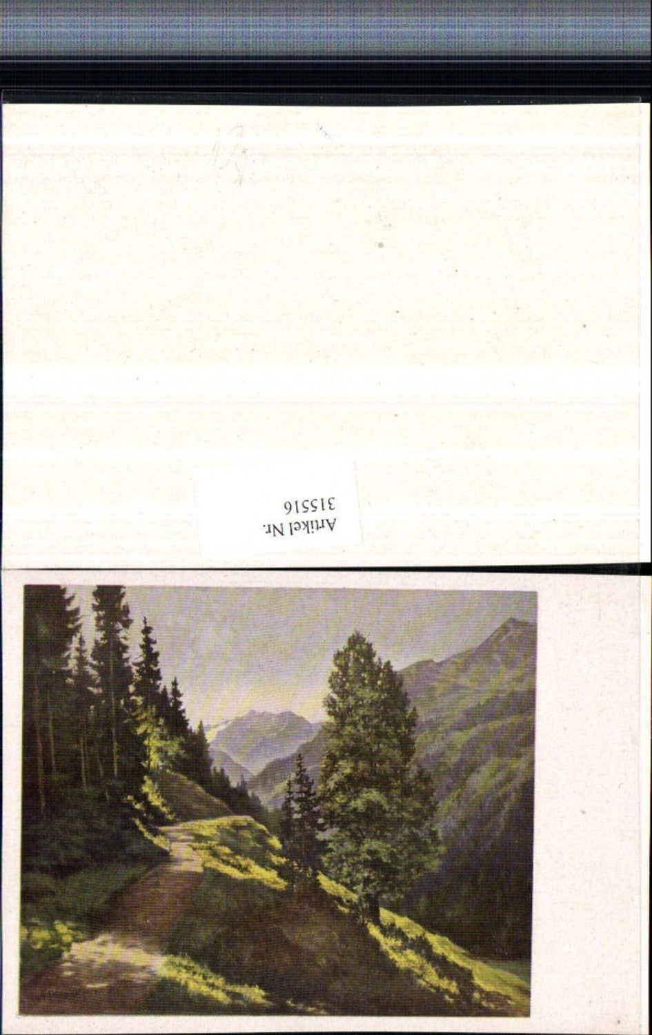 315516,Künstlerkarte Richard Wagner Wegpartie Bergkulisse Wälder