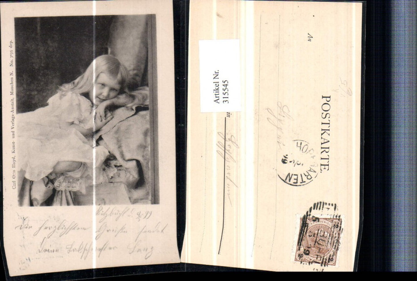 315545,Künstler AK Mädchen m. Weißem Kleid Bett pub Carl Otto Hayd 3595