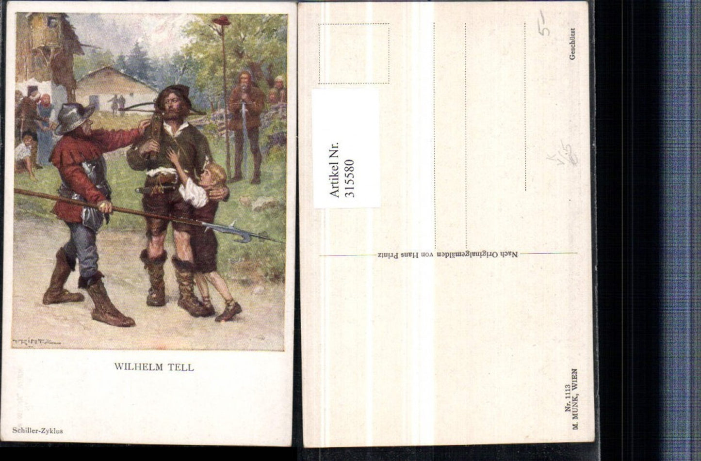 315580,M. Munk Vienne 1113 Künstler Hans Printz Wilhelm Tell Mann m. Armbrust