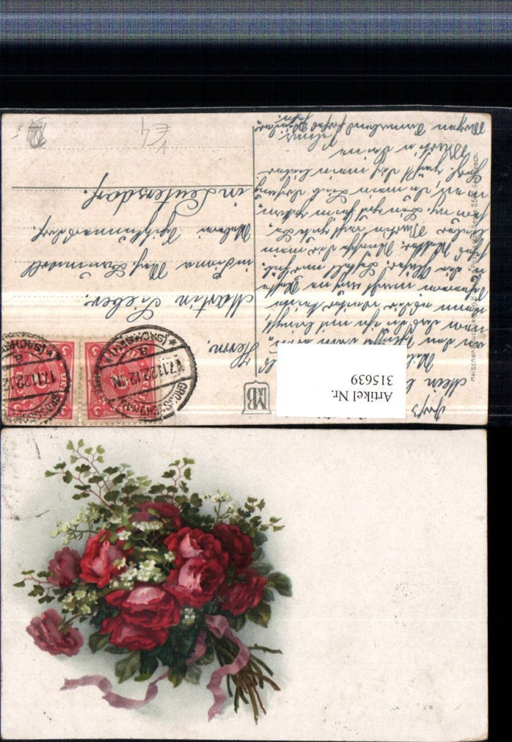 315639,Künstler AK Meissner & Buch 2532 Rosenstrauß Rosen Schleife
