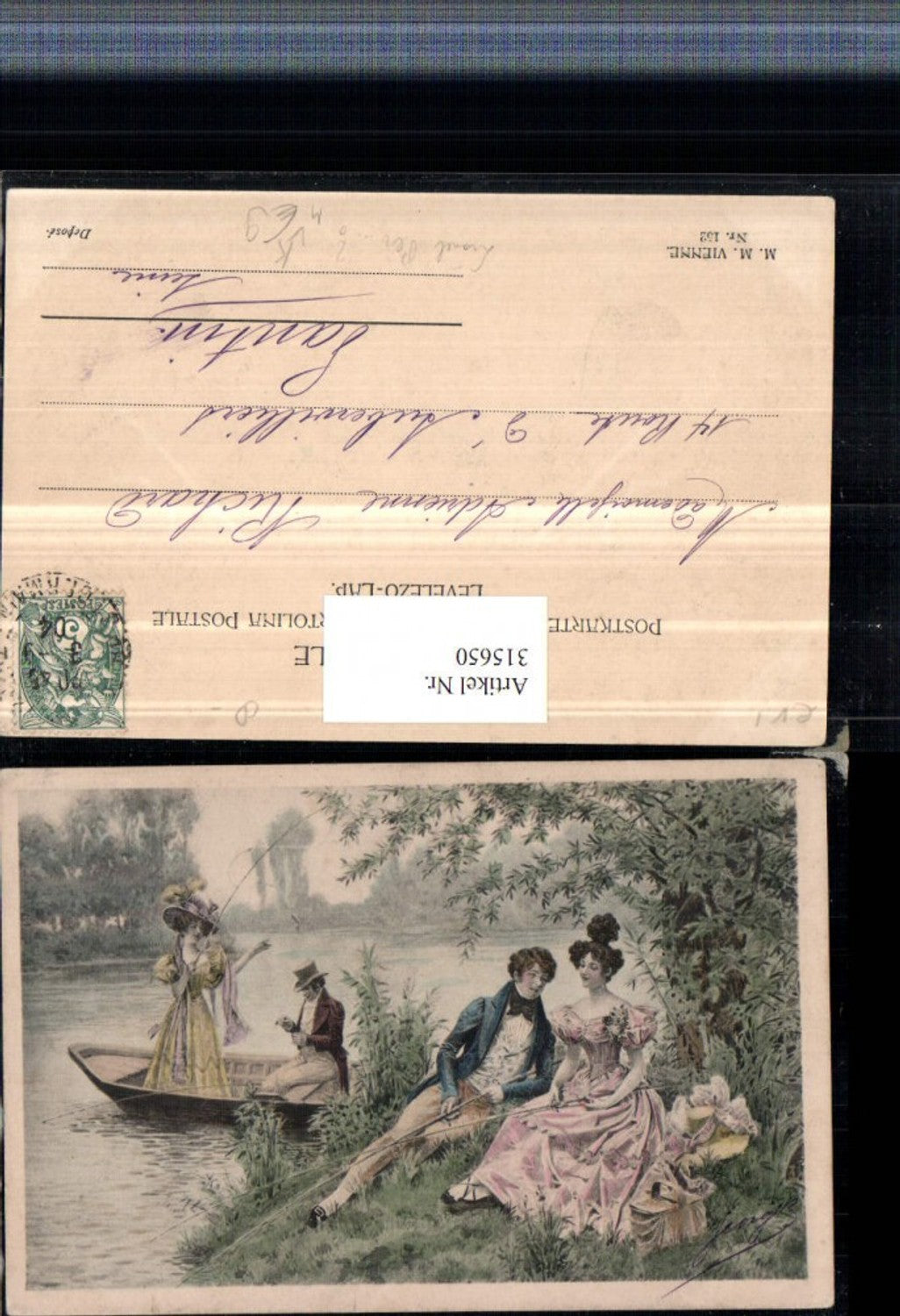 315650, M. Munk Vienna 152 Artist Lionel Peraux Couples Love Picnic Boat Fishing