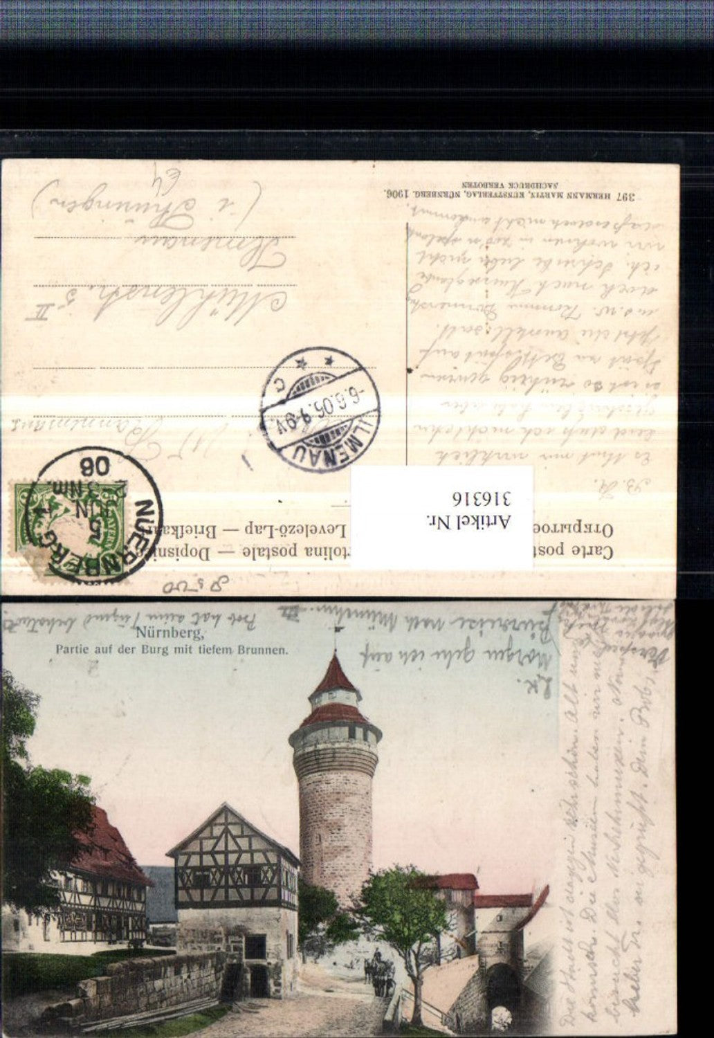 316316,Nürnberg Partie auf d. Burg m. Tiefem Brunnen Turm