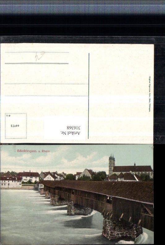316368, Säckingen am Rhein, partial view of church and bridge