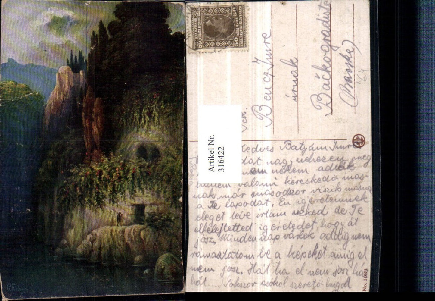 316422,Künstler AK G. Fiebiger Höhle Felsen