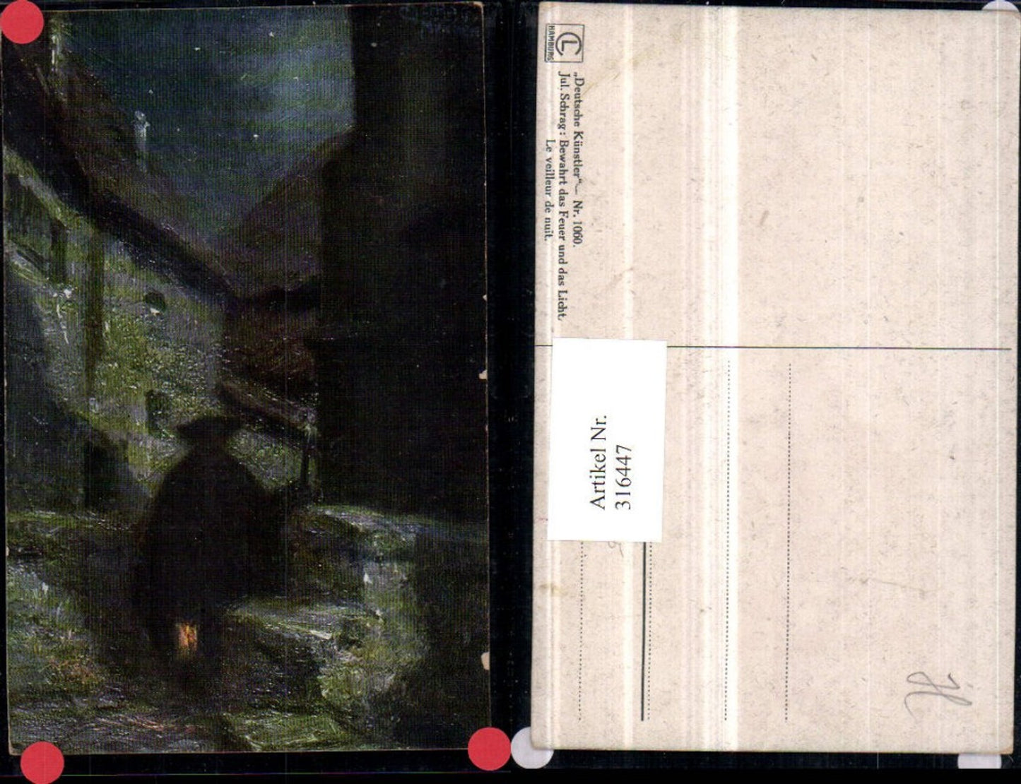 316447,Künstler AK Jul. Schrag Bewahrt d. Feuer und d. Licht Schatten Laterne