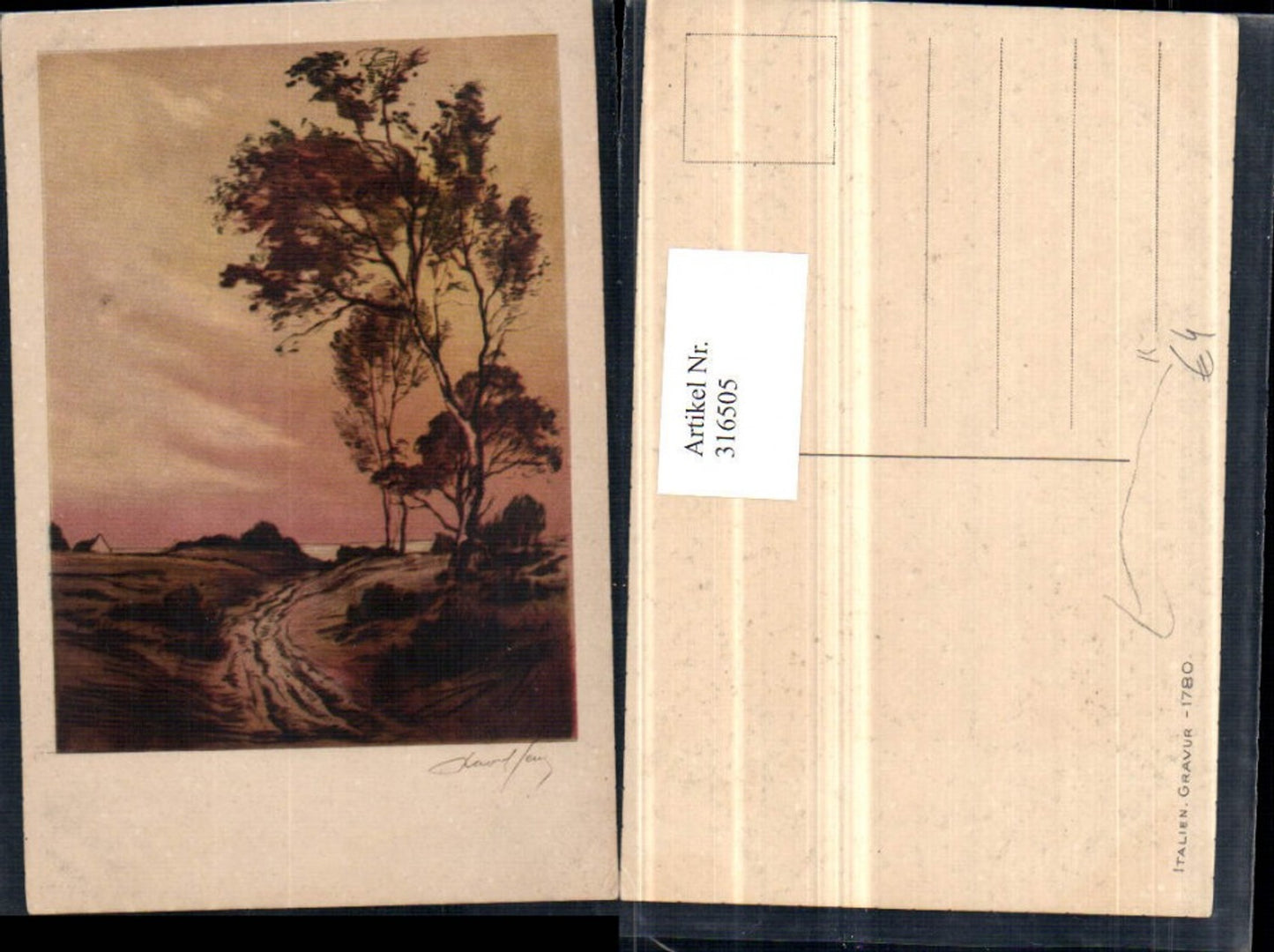 316505,Künstler AK Italien Gravur 1780 Landschaft Wegpartie Baum