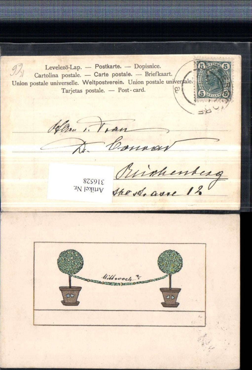 316528,Künstler AK Blumenstock Girlande