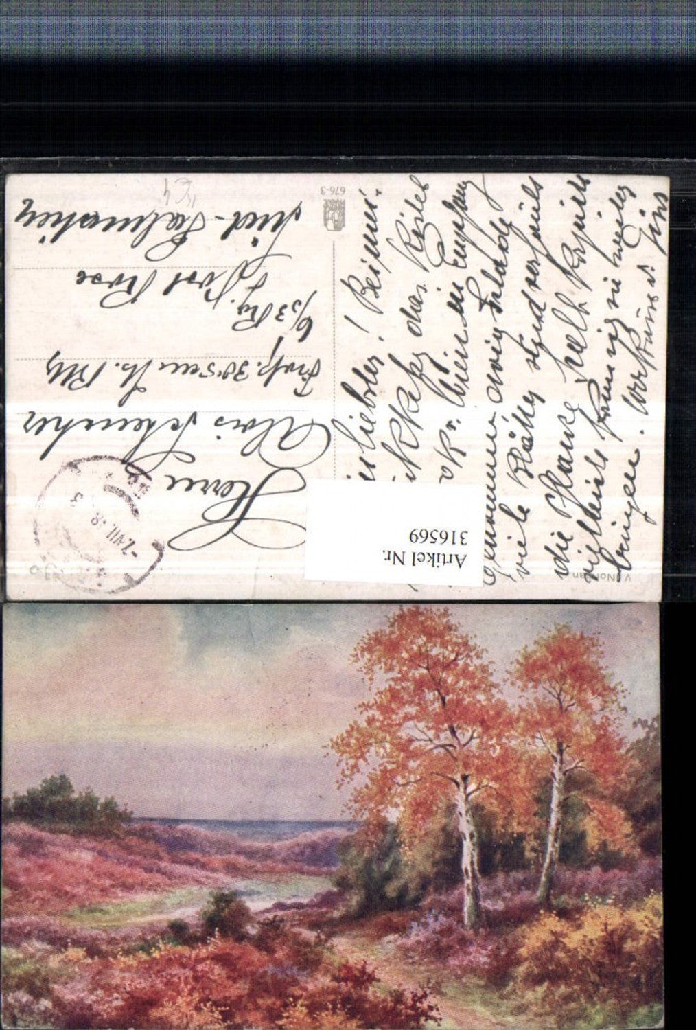 316569,Künstler AK V. Norman Landschaft Bäume Birken