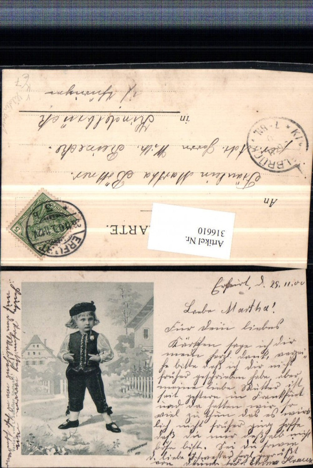 316610,Künstler AK H. Hildenbrand Junge in Tracht m. Mütze pub L. Schaller Stuttgart