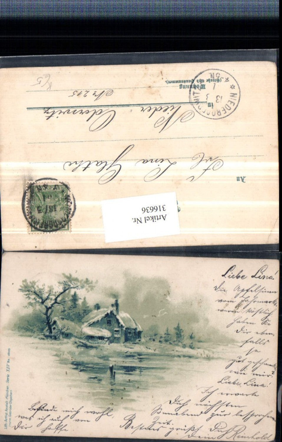 316636,Künstler AK Winterlandschaft Haus pub Lith-Artist Mündchen 16109