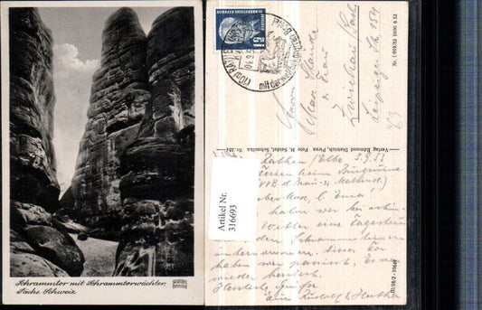 316693,Schrammtor m. Schrammtorwächter b. Bad Schandau Felsen