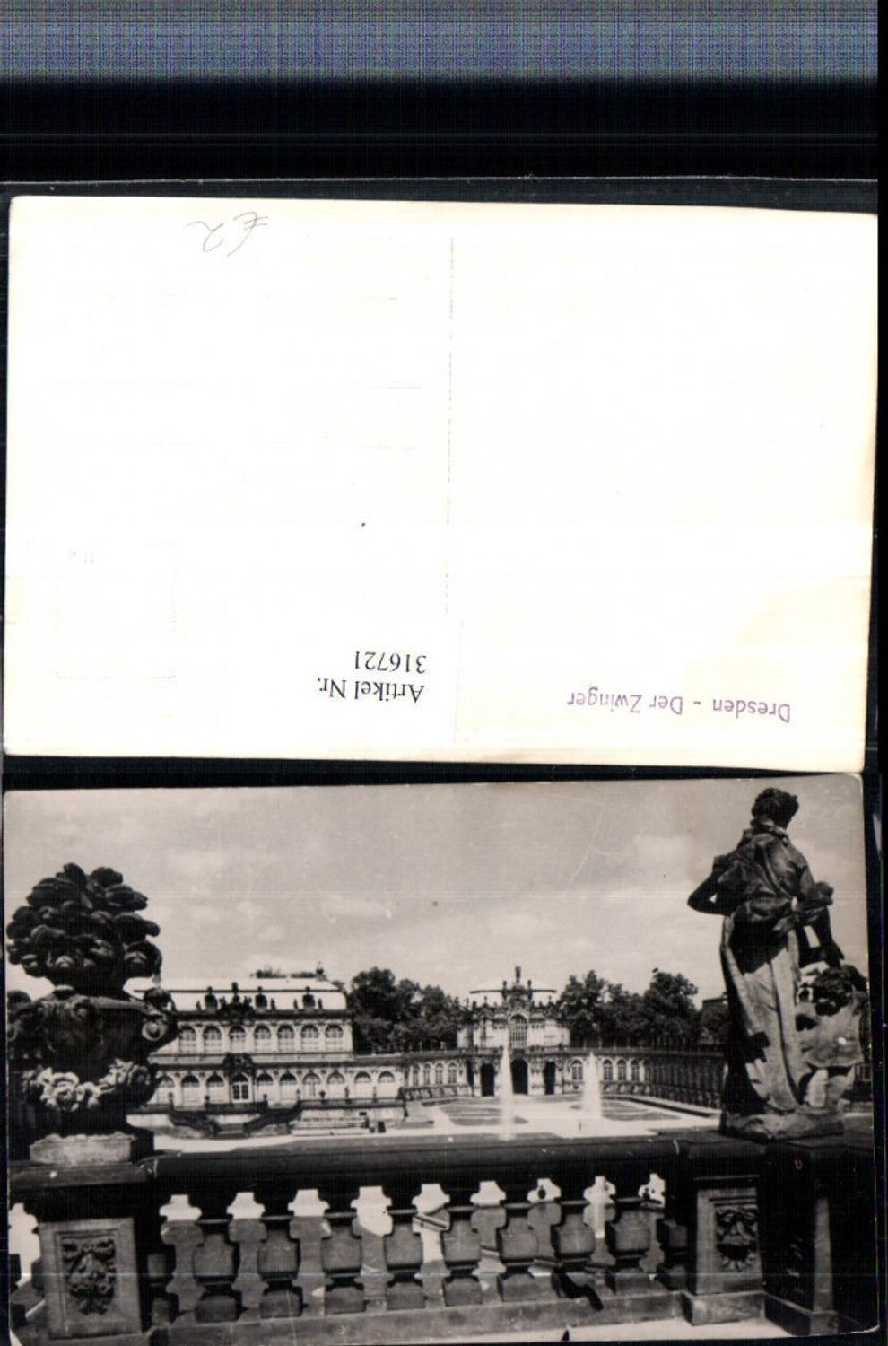 316721,Foto AK Dresden Zwinger Statue Fontänen