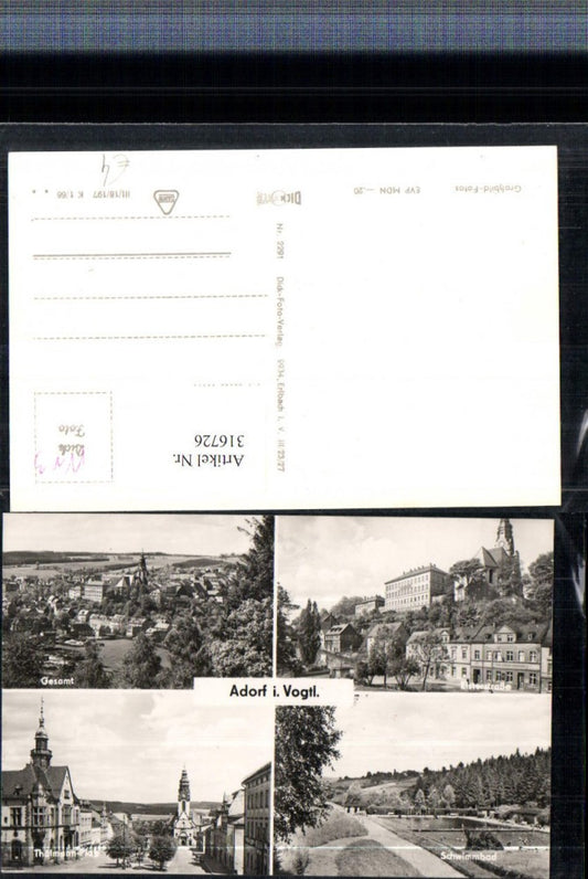 316726,Adorf im Vogtland Totale Schwimmbad Thälmann-Platz Elsterstraße Mehrbildkarte