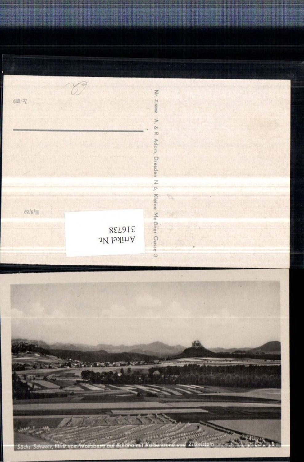316738,Blick v. Wolfsberg auf Schöna Teilansicht m. Kaiserkrone u. Zirkelstein