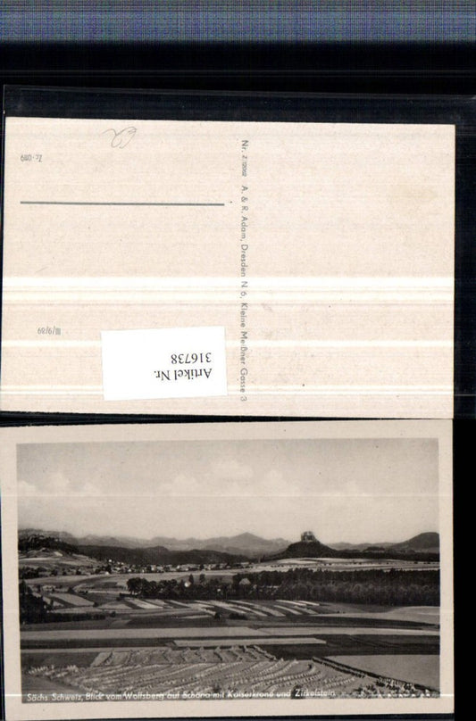 316738,Blick v. Wolfsberg auf Schöna Teilansicht m. Kaiserkrone u. Zirkelstein