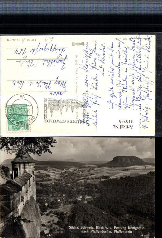 316756,Blick von d. Festung Königstein nach Pfaffendorf u. Pfaffenstein