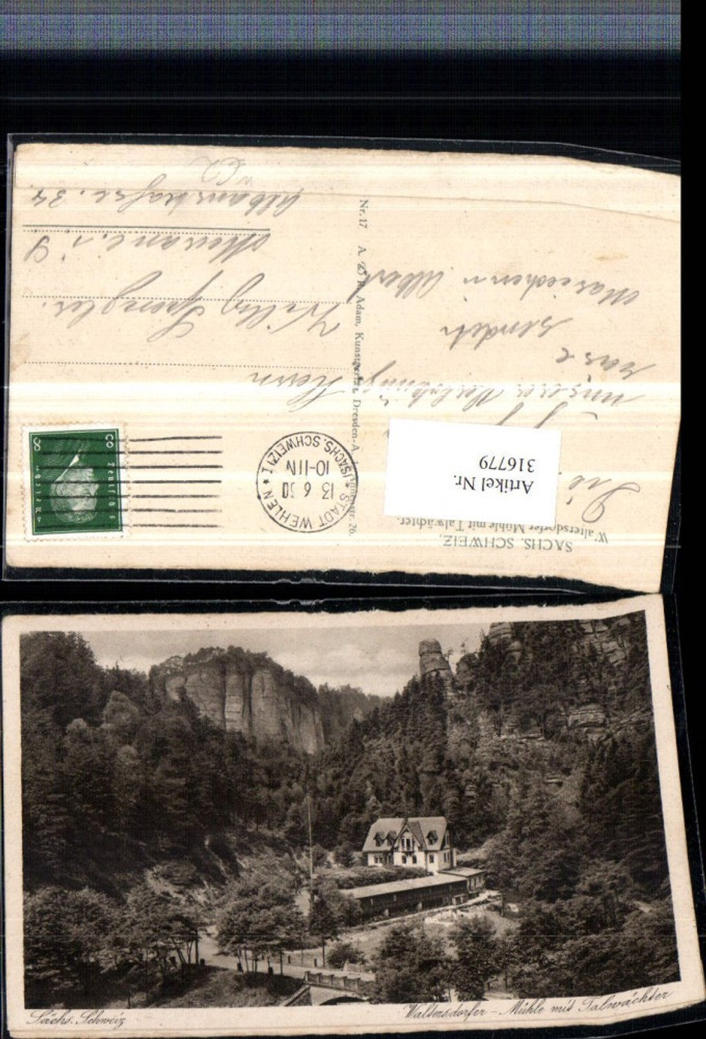 316779,Sächsische Schweiz Waltersdorfer Mühle m. Talwächter b. Wehlen