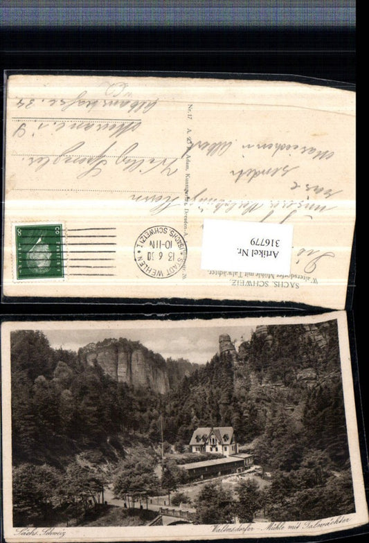 316779,Sächsische Schweiz Waltersdorfer Mühle m. Talwächter b. Wehlen