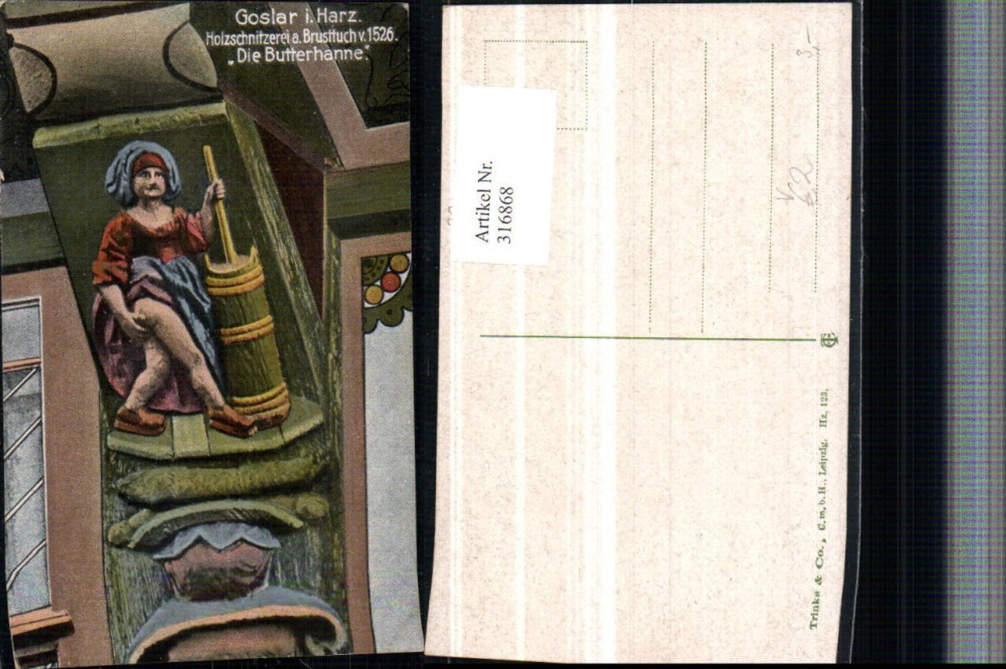 316868,Goslar im Harz Holzschnitzerei am Brusttuch Die Butterhanne pub Trinks & Co 123