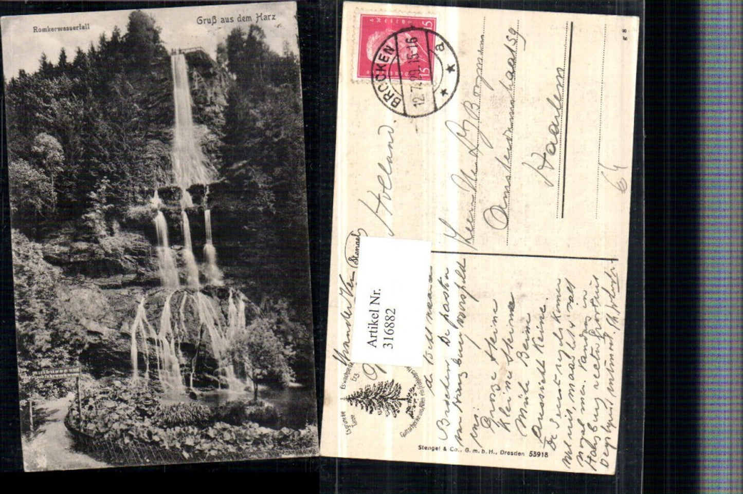 316882,Gruß aus d. Harz Romkerwasserfall Wasserfall b. Romkerhalle pub Stengel & Co 53918