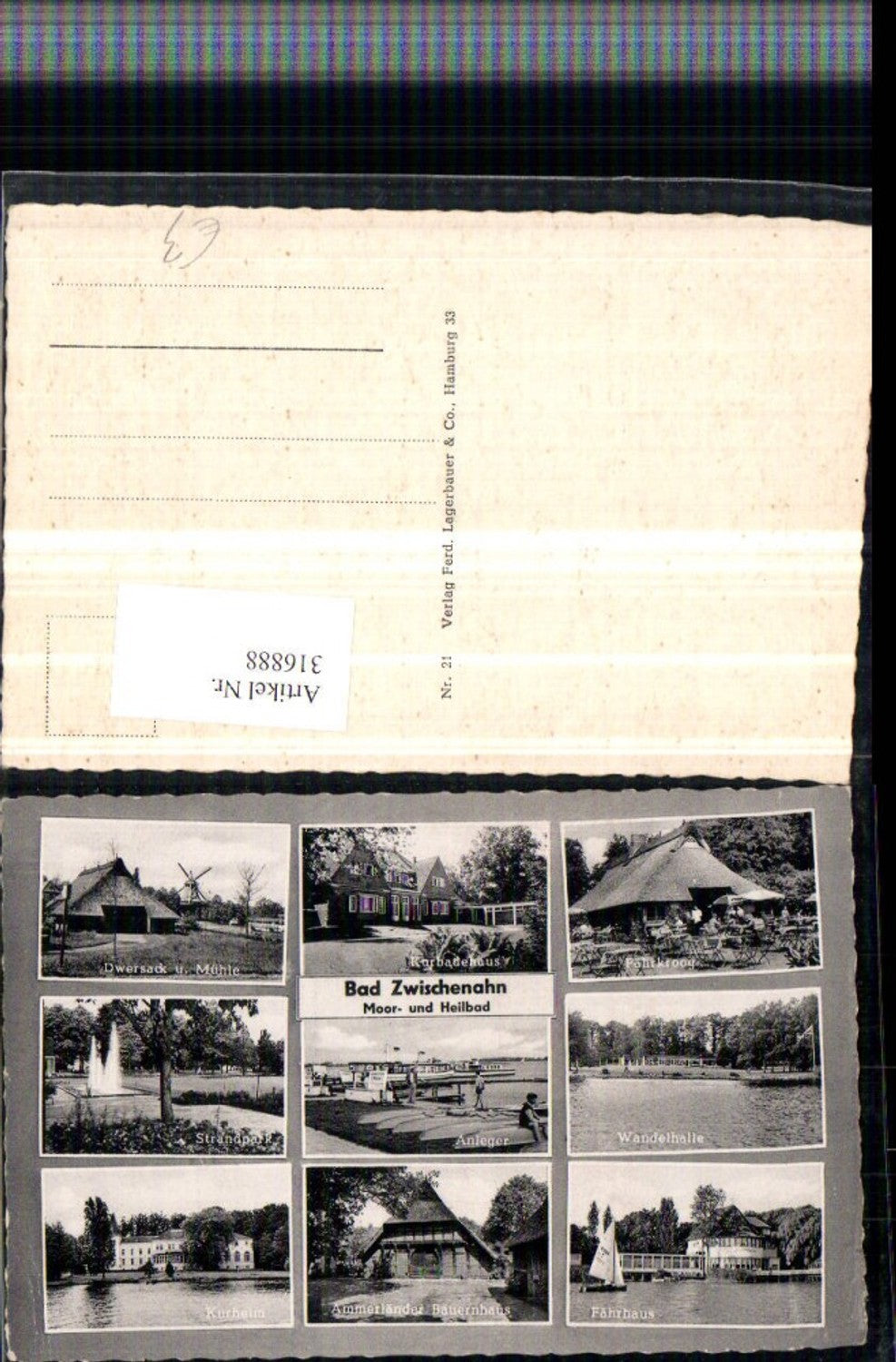 316888,Bad Zwischenahn Kurheim Bauernhaus Fährhaus Windmühle Park Anleger Mehrbildkarte