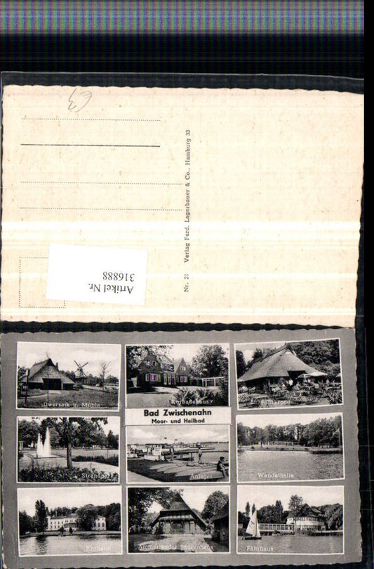 316888,Bad Zwischenahn Kurheim Bauernhaus Fährhaus Windmühle Park Anleger Mehrbildkarte