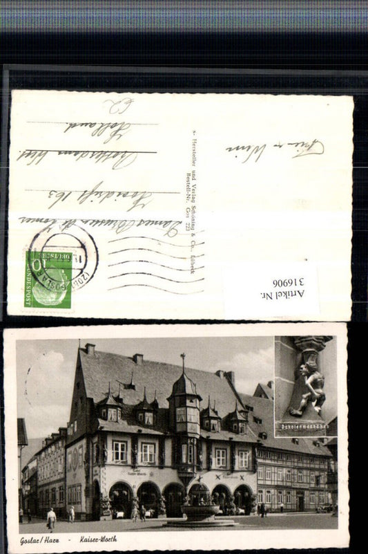 316906,Goslar im Harz Kaiser-Worth Hotel Erker Brunnen Dukatenmännchen Mehrbildkarte