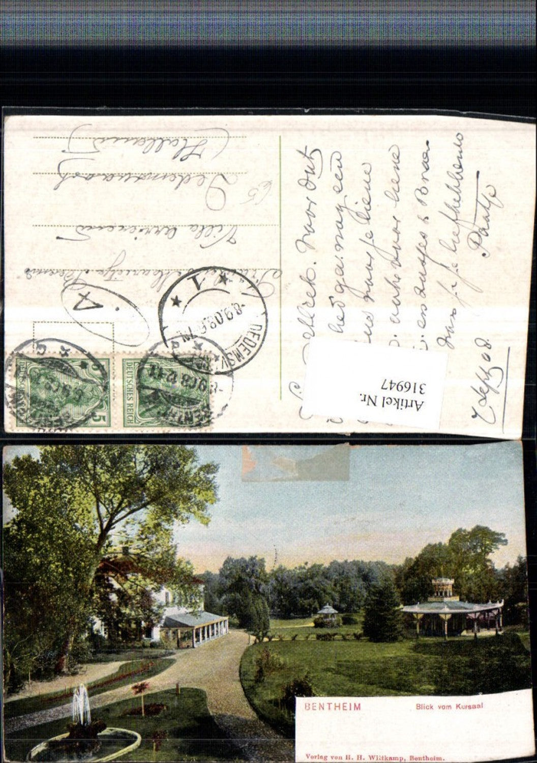 316947,Bentheim Blick vom Kursaal Springbrunnen Pavillon