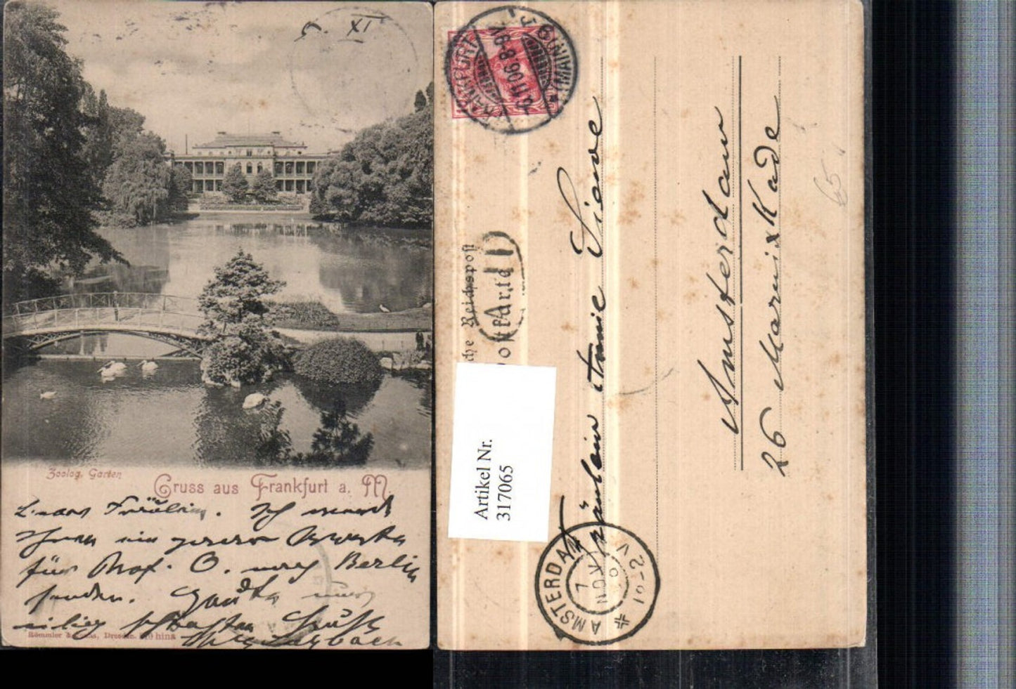 317065,Gruß aus Frankfurt am Main Zoologischer Garten Teich Brücke