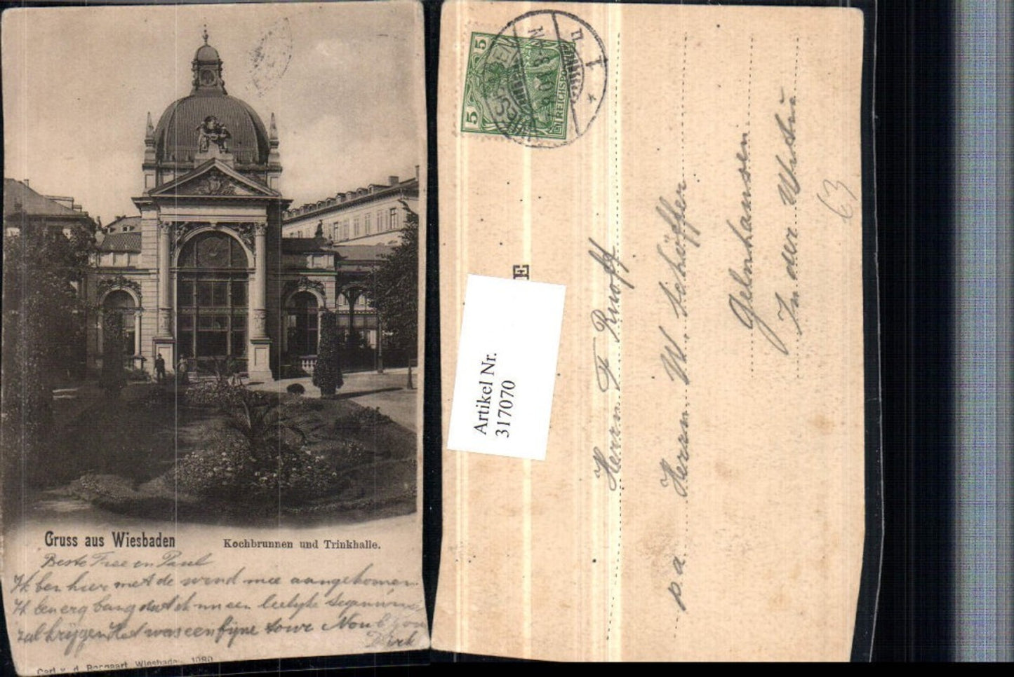 317070,Gruß aus Wiesbaden Kochbrunnen u. Trinkhalle