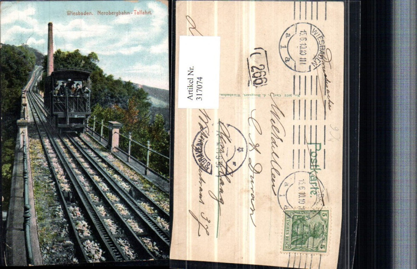 317074,Wiesbaden Nerobergbahn Zahnradbahn Talfahrt