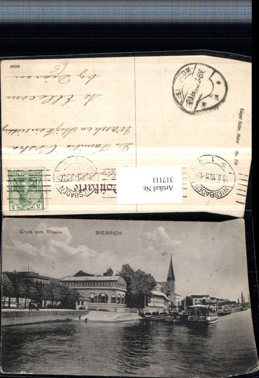 317111,Wiesbaden Biebrich am Rhein Teilansicht Anlegestelle Boot