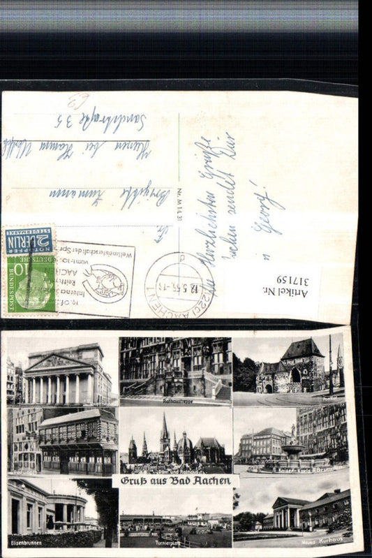 317159,Bad Aachen Dom Rathaus Kurhaus Stadttheater Postwagen Ponttor Mehrbildkarte
