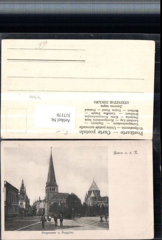 317179,Essen an d. Ruhr Burgstraße u. Burgplatz Kirchen Straßenansicht